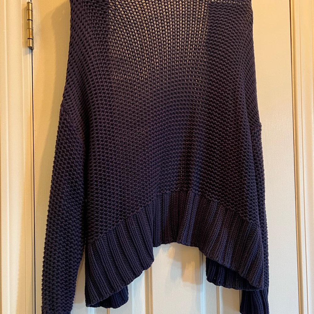 Aerie Navy Textured Knit Sweater